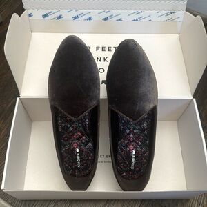 Birdies Velvet Flats in Dark Brown